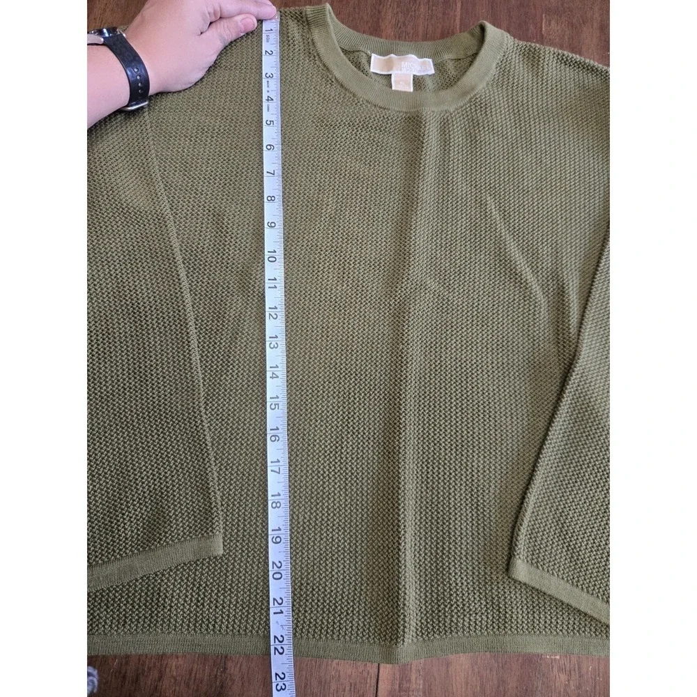 Michael Kors Olive Green Textured Knit Sweater – Size XL